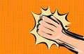 Hand fist. Raised arm fist with comic background. Hand up vector icon flat symbol. Winner fist vector sign concept