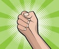 Hand fist revolution pop art, comic book background Royalty Free Stock Photo