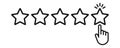 Hand five star rate feedback. Vector isolated line icon