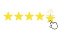 Hand and five stars customer rating. Business success five stars rating feedback ranking opinion.