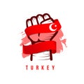 Hand and Flag Turkey Vector Template Design Illustration