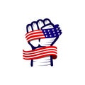 Hand and Flag USA Vector Template Design Illustration Royalty Free Stock Photo