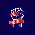Hand and Flag USA Vector Template Design Illustration Royalty Free Stock Photo