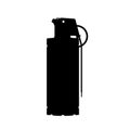 Hand flash grenade of special forces. Black silhouette of anti-terrorist ammunition. Police explosive. Weapon icon