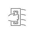 Hand with flat Trowel vector concept icon in thin line style