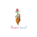 Hand and flower logo color illustration vector design template Royalty Free Stock Photo