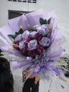 Hand flowers bouquet purple and lilacs series