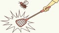 Hand with Fly Swatter, Pest Control Solution, vector design Generative AI Royalty Free Stock Photo