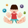 Hand foot mouth disease concept. child infected enterovirus