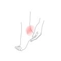 Hand and foot, pain feet, vector illustration