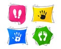 Hand and foot print icons. Imprint shoes symbol. Vector