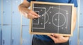 Soccer tactics drawing on chalkboard Royalty Free Stock Photo