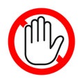 Hand forbidden sign. Stop hand sign isolated