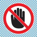 Hand forbidden sign, no entry, do not touch, dont push, off limits Royalty Free Stock Photo