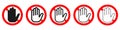 Hand forbidden vector sign. Stop hand icons set