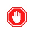 Hand forbidden stop icon. Vector warning symbol stop entry sign concept Royalty Free Stock Photo