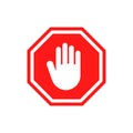 Hand forbidden stop icon. Vector warning symbol stop entry sign concept