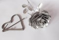 Hand forged rose. Rose handmade forged from metal on a white back Royalty Free Stock Photo