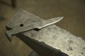 Hand Forged Steel Knife on Anvil