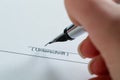 Hand with fountain pen with signature Royalty Free Stock Photo