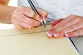 Hand with fountain pen signing contract Royalty Free Stock Photo