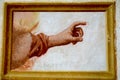 Hand on a fresco at Sacred Mount Orta