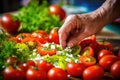 hand fresh tomatoes for greek salad