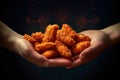Hand fried chicken nuggets. Generate Ai Royalty Free Stock Photo