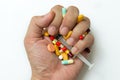 Hand full of pills Royalty Free Stock Photo