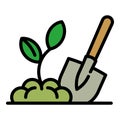 Hand garden shovel icon, outline style Royalty Free Stock Photo
