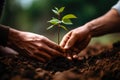 hand gardener spring planting young trees generative ai