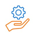 Hand giving gear icon logo