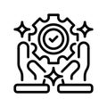 Hand with Gear Line Icon, Outline Symbol for Technical Support, Service Maintenance, System Assistance, Process Handling, and Royalty Free Stock Photo
