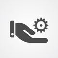 Hand with gear vector icon sign symbol