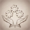 Hand gears business icon, Vector illustration