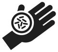 Hand germs icon. Black bacteria and viruses on human skin