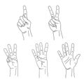 Hand gesture character set. Vector drawing a set of finger gestures, counting from one to five. Set of vector isolated Royalty Free Stock Photo