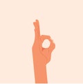 Gesture for delicious food. Hand Showing Zero, Okay, Perfect vector illustration