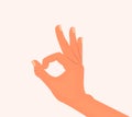 Gesture for delicious food. Hand Showing Zero, Okay, Perfect vector illustration