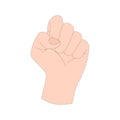 A hand gesture. Fist as a symbol of protest and opposition. Sign language. Vector illusration isolated on white