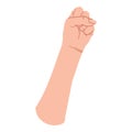 Hand gesture fist up. Fight, freedom, winner and protest concept. Vector flat design in cartoon style.