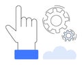 Hand Gesture with Gears and Cloud Automation and Cloud Computing Concepts Royalty Free Stock Photo