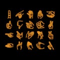 Hand Gesture And Gesticulate neon glow icon illustration