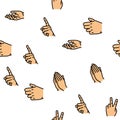 Hand Gesture And Gesticulate Vector Seamless Pattern