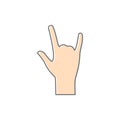 Hand gesture icon. Rock symbol illustration. Arm cool silhouette.