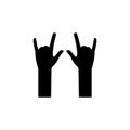 Hand gesture icon set. Rock symbol illustration. Black arm cool silhouette. Royalty Free Stock Photo