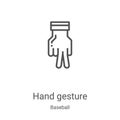 hand gesture icon vector from baseball collection. Thin line hand gesture outline icon vector illustration. Linear symbol for use Royalty Free Stock Photo