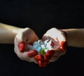Hand gesture for Indian classical dance form Bharatanatyam depicting a bag of flowers