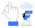 Hand Gesture for Interaction and Developer Coding Concept with Cloud Integration Royalty Free Stock Photo