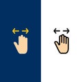 Hand, Gesture, Left, Right, zoom out  Icons. Flat and Line Filled Icon Set Vector Blue Background Royalty Free Stock Photo